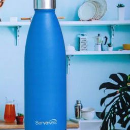 Servewell Imperial Blue Steel Bali Single Wall Water Bottle (1 L)-26