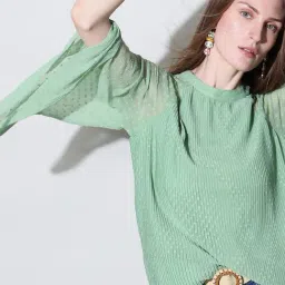 Vero Moda Sage Green Self Design Top-picture-47