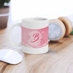 eCraftIndia White Ceramic Heart Clouds With Alphabet B Printed Coffee Mug (0.25 L)-34