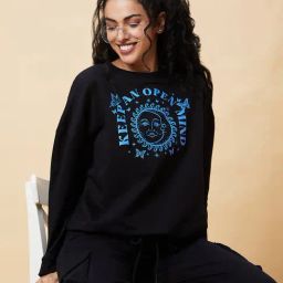 Globus Black Cotton Graphic Print Sweatshirt-image-50