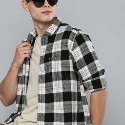 Mast & Harbour Men White & Black Checked Slim Fit Pure Cotton  Casual Shirt-image-71