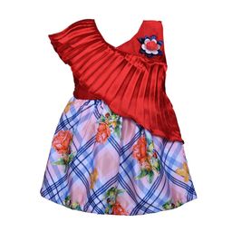 Wish Karo Girls Red Printed Fit and Flare Dress-image-51