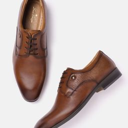 Louis Philippe Men Textured Detail Leather Formal Derbys-image-45