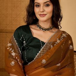 Sangria Floral Embroidered Sequinned Saree-image-58
