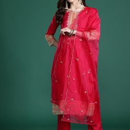 Indo Era Ethnic Motifs Embroidered Kurta with Trousers & With Dupatta-picture-51
