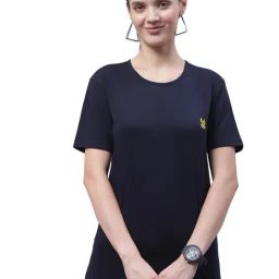 Vimal Jonney Navy Cotton Logo Print T-Shirt-image-29
