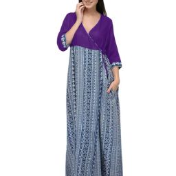 PATRORNA Navy & Purple Printed Nighty-image-18
