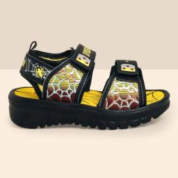 Kidsville Spiderman Printed Black & Yellow Floater Sandals-image-25
