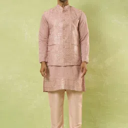 Arihant Rai Sinha Mandarin Collar Straight Kurta With Trousers & Nehru jacket-picture-21
