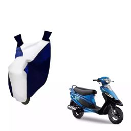 Auto Pearl Waterproof Two Wheeler Cover For TVS Scooty Pep+ (White & Blue)-image-60