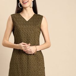 Anouk V-Neck Regular Kurta-picture-11