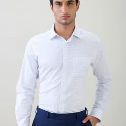 Park Avenue Grid Tattersall Checks Checked Spread Collar Cotton Shirt-picture-41