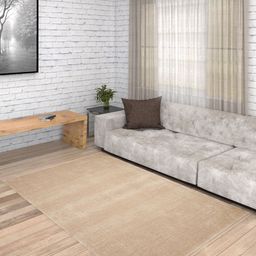 PRESTO Beige Solid Hand Tufted Wool Anti-Skid Carpet-10