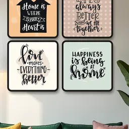 SAF White & Brown 4 Pieces Home Sweet Home Painting Framed Wall Art-picture-2