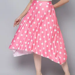 SASSAFRAS Women Pink & White Floral Printed Accordion Pleated A-Line Skirt-image-79