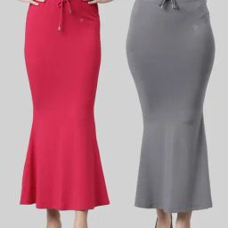 TWIN BIRDS Pink & Grey Plain Saree Shapewear - Pack Of 2-image-78