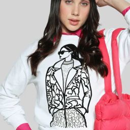 Vero Moda White & Black Printed Sweatshirt-image-36