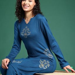 Sangria Ethnic Motifs Printed Regular Kurta With Trousers-image-21
