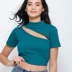 SCORPIUS Green Cut Out Crop Top-picture-37