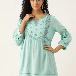 MISRI Embroidered Puff Sleeves Tunic-image-35