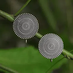 Adwitiya Collection Silver-Toned Circular Studs-image-39