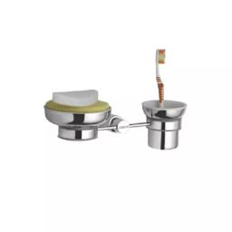 Rocio Silver Brass Chrome Plated Pringle Tumbler Holder Cum Soap Dish-image-23
