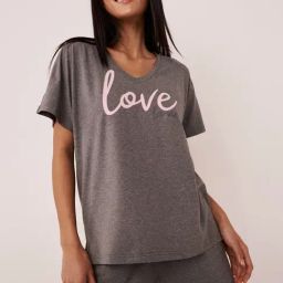 La Vie En Rose Grey Printed T-Shirt-image-7