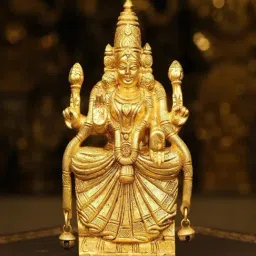 Ekaa Handicrafts Gold Padmavati Devi Brass Statue-image-79