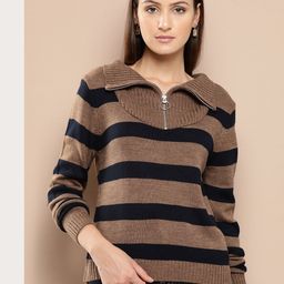 Chemistry Women Striped Acrylic Pullover-picture-18
