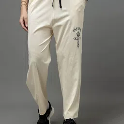 GO DEVIL Women Cotton Light Cream High-Rise Regular Trousers-image-96
