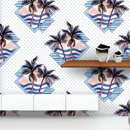 ArtzFolio Printed UV-Resistant Anti-Bacterial Palm Tree In Geometric Shape Peel & Stick Wallpaper-image-89