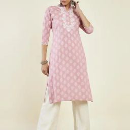 Soch Blush Pink Embroidered Straight Kurta-picture-2