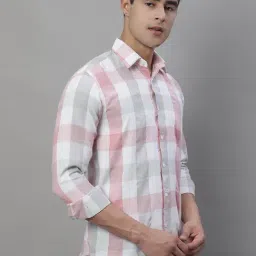 Jainish Pink Regular Fit Check Cotton Shirt-image-43