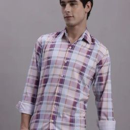 Jainish Wine Regular Fit Checks Shirt-picture-13
