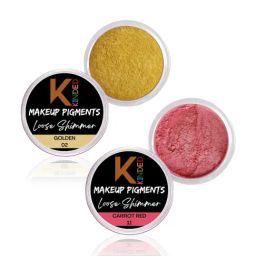 KINDED Makeup Pigments Loose Shimmer Powder Eyeshadow 02 Golden & 11 Carrot Red Combo-picture-16