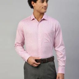 Don Vino Pink Regular Fit Check Pure Cotton Shirt-image-86