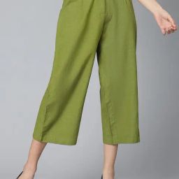Oxolloxo Green Cotton Regular Fit Mid Rise Culottes-picture-6