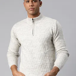 Pierre Carlo Men Self Design Cable Knit Pullover-image-63