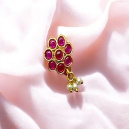 AccessHer Gold-Plated Artificial Stones Studded And Beads Stud Nosepin-image-16
