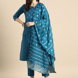 Anouk Women Yoke Design Regular Kurta with Trousers & With Dupatta image 4
