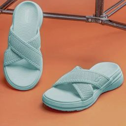 Red Tape Women's Sky Blue Cross Strap Sandals-image-63