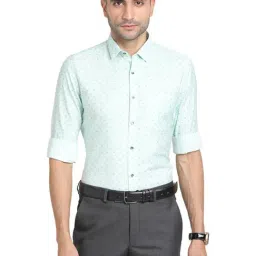 Turtle Green Slim Fit Printed Shirt-image-91