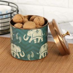 India Circus by Krsnaa Mehta Dark Green Steel Parading Tuskers Storage Jar (1.1 L)-picture-14