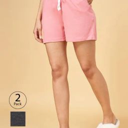 YU by Pantaloons Black & Pink Cotton Shorts - Pack Of 2-image-26