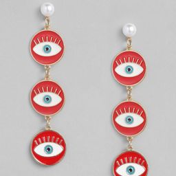 justpeachy Red & White Circular Drop Earrings-24