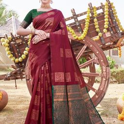 Anouk Rustic Woven Design Zari Silk Banarasi Saree With Unstitched Blouse Piece-16