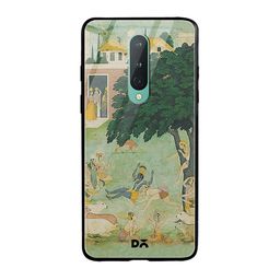 DailyObjects Green & Beige Krishan Swing Friends OnePlus 8 Glass Cover-24