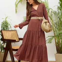 SASSAFRAS Polka Dot Print Georgette Maxi Dress-image-27