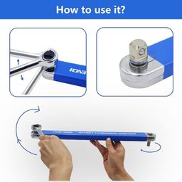 XBEY Offset Extension Wrench, 15-Inch Offset Impact-Ready Socket Wrench Tool with 1/2", 1/4" and 3/8" Square Drive Adapters, Zero Degree Ratchet Tool for Car image 4