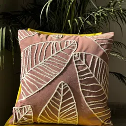 JASMEY HOMES Pink & White Embroidered Square Velvet Cushion Covers-picture-58